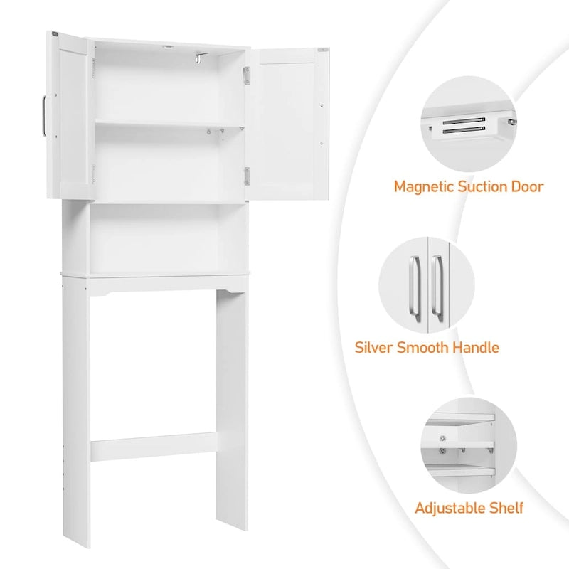 Meuble de rangement de salle de bain au-dessus des toilettes avec étagères réglables