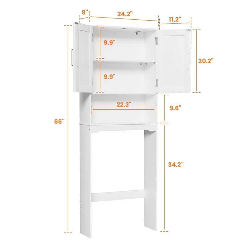 Meuble de rangement de salle de bain au-dessus des toilettes avec étagères réglables
