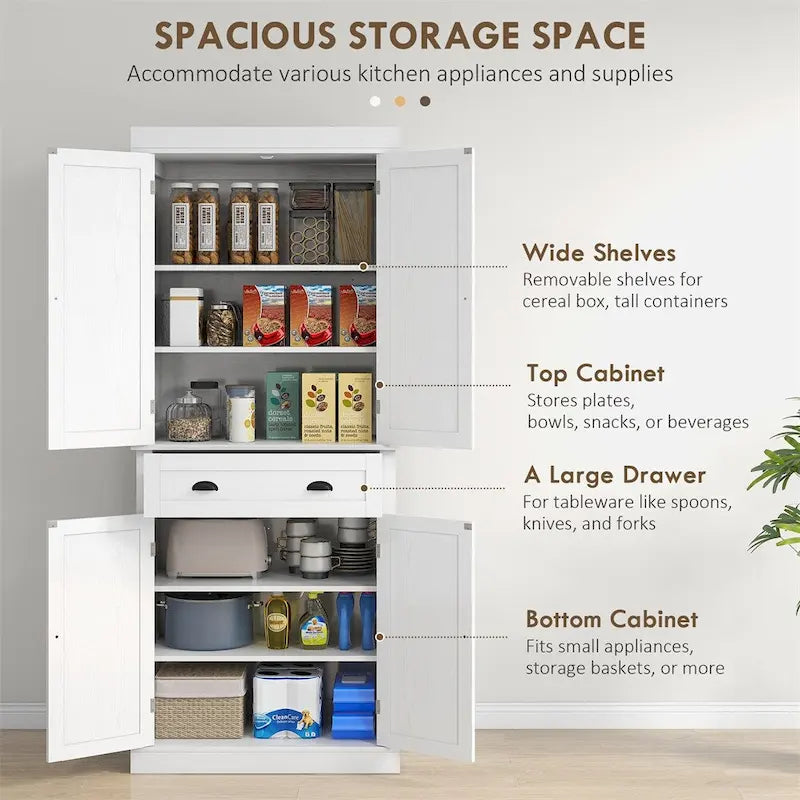 Armoire de cuisine indépendante traditionnelle de 72,5 po