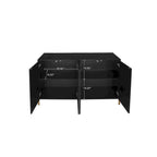 Buffet 4 portes sculpté, Bahut de rangement avec étagère réglable pour salon