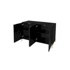 Buffet 4 portes sculpté, Bahut de rangement avec étagère réglable pour salon