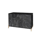 Buffet 4 portes sculpté, Bahut de rangement avec étagère réglable pour salon
