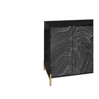Buffet 4 portes sculpté, Bahut de rangement avec étagère réglable pour salon