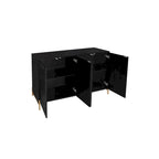 Buffet 4 portes sculpté, Bahut de rangement avec étagère réglable pour salon