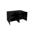 Buffet 4 portes sculpté, Bahut de rangement avec étagère réglable pour salon