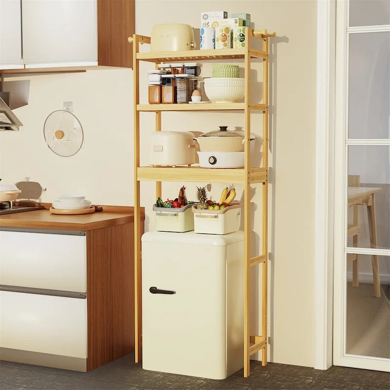 Étagère de rangement gain de place en bambou pour toilettes, meuble de salle de bain réglable